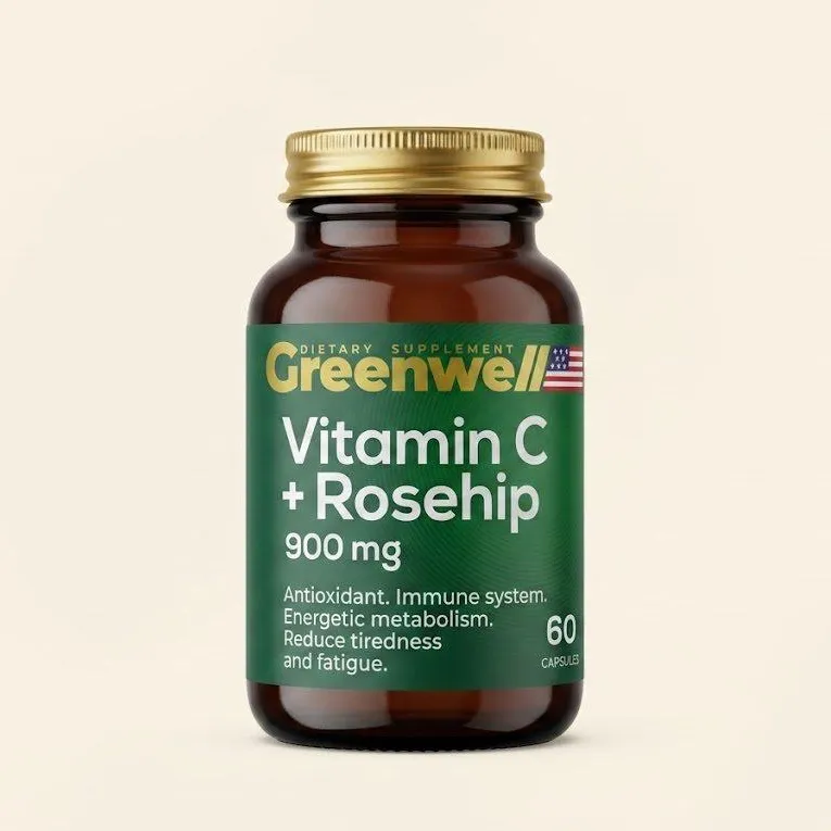 Greenwell Vitamin C + Rosehip 900 mg 60 kapsula